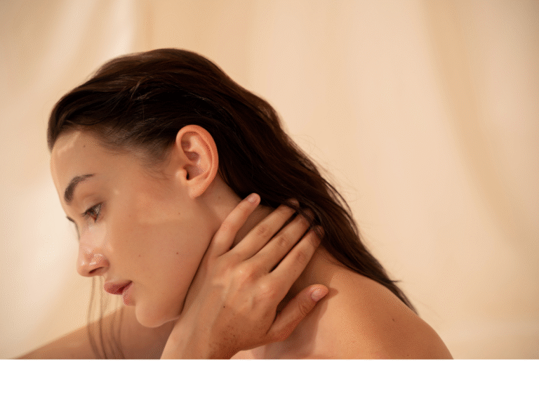 Woman holding her neck feeling sluggish